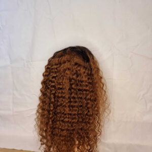 Lace Front Brazilian Human Hair Curly Wig - 22 Inches, Color 4/27